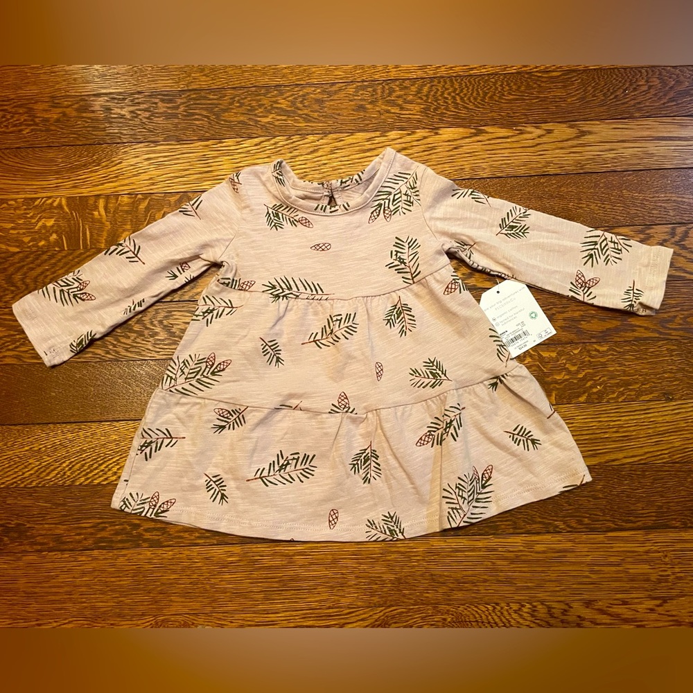 NWT Little Co by Lauren Conrad Organic Cotton Pink Pinecone Dress Size 6 Months